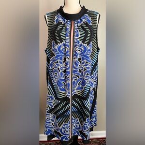 EUC Tribal Femme Dress Blue/Black Geometric Print-Size XL